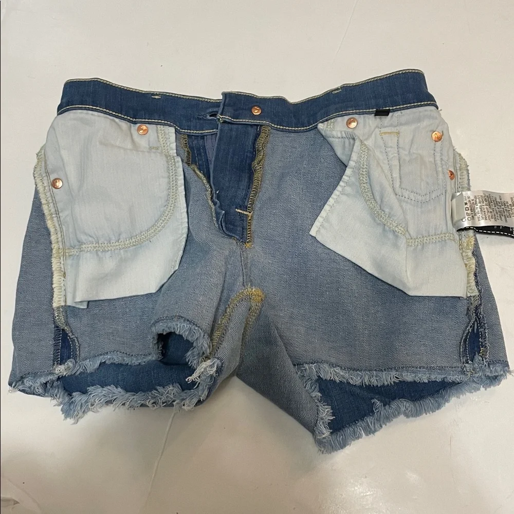 7 For All Mankind Cut Off Denim Shorts Raw Hem size 24